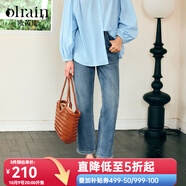 Olrain歐芮兒藍(lán)色直筒牛仔褲女春季2025新款高腰洗水休閑長褲 藍(lán)色 S 155/64A/S