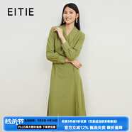 愛(ài)特愛(ài)（EITIE）V領(lǐng)修身a字連衣裙呢子裙時(shí)尚通勤冬季新款優(yōu)雅氣質(zhì)中長(cháng)裙6807521 墨綠41 XL 170