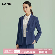 藍地[商場同款]LANDI牛仔藍高級感收腰通勤西裝上衣女外套春新品 藍松鴉 2XL