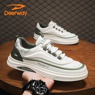 德?tīng)柣荩―EERWAY）鞋子男鞋2025秋冬季板鞋男士潮流特別休閑鞋時(shí)尚白綠41