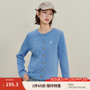 茵曼（INMAN）章若楠同款復古老錢(qián)風(fēng)女裝開(kāi)衫毛衣2025秋季新品通勤感針織衫 碧海藍 M