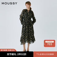 moussy 【歐陽娜娜同款】女裝新款度假連衣裙028GAH30-6140 025花紋黑色 M 00002