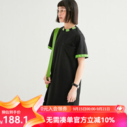 雲(yún)上生活「悠游裙」直筒中長連衣裙T恤裙夏季女裝L8367X 黑色 S