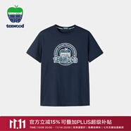 texwood蘋(píng)果男士純棉t恤夏裝潮休閑時(shí)尚百搭透氣t恤衫美式休閑上衣男半袖 藏青 M