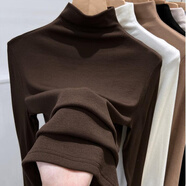 小回力家半高領(lǐng)美拉德內搭打底衫女2025春新款大碼胖mm修身毛衣針織衫上衣 咖啡色針織衫【甜辣很仙的上衣設計感女小眾正肩女t恤 M _【90-100斤】