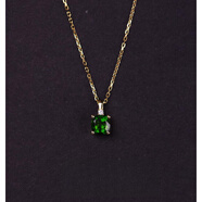 蔻詩哲 COASZE18K金祖母綠方糖項鏈綠色寶石透輝石鎖骨鏈送女友 18K黃金綠色寶石鉆石墜子單吊墜