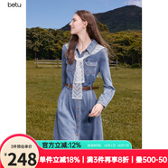 百圖betu女裝2025秋季新款連衣裙法式赫本風(fēng)牛仔連衣裙裙子2508T86 牛仔色 L （牛仔色預售10/05發(fā)貨）