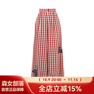 森女部落甜美寬松圓領(lǐng)小熊印花原創(chuàng)五分袖上衣T恤女百搭夏季新品 休閑褲推薦身高158以上（單件） M