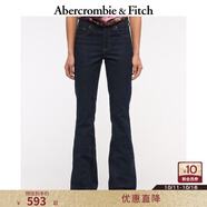 Abercrombie & Fitch女裝25春夏美式氣質(zhì)百搭辣妹中腰水洗微喇牛仔褲長(cháng)褲155-4862 深藍色 28 R (165/72A)標準版
