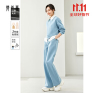 梵希蔓春秋搭配一整套短款衛(wèi)衣襯衫疊穿直筒褲三件套女裝休閑套裝 M2807 灰藍(lán)色 M