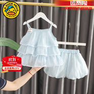 G.DUCKKIDS小黃鴨童裝女童公主裙夏款兒童郁金香裙吊帶裙夏季嬰幼兒連衣裙 兔子蛋糕裙套 110 (建議100cm 4-5歲左右)cm