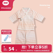 良良（liangliang）嬰兒套裝春秋0-3歲寶寶棉紗短袖套裝和尚服睡衣 斜襟套裝-粉 66cm 適合3-6個(gè)月 套裝