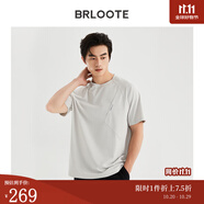 巴魯特（Brloote）男士短袖涼感索羅娜不規(guī)則圓領(lǐng)輕運動T恤衫男 淺灰 190