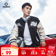 準(zhǔn)者棒球服夾克外套男裝2025秋冬新款美式復(fù)古PU皮袖休閑寬松運(yùn)動(dòng)開(kāi)衫 909純正黑 XL