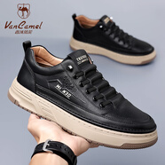 西域駱駝（VANCAMEL）2025新款真皮男鞋軟底休閑潮 黑色軟底款 42 皮鞋標準碼