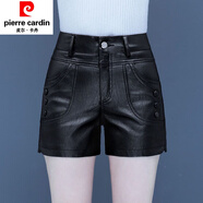 皮爾卡丹（pierre cardin）秋冬皮短褲女新款加絨大碼百搭顯瘦PU皮褲女短褲韓版外穿打底靴褲 黑色【5580】加薄絨 S