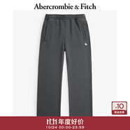 Abercrombie & Fitch經(jīng)典小麋鹿圖案女裝24春秋美式抓絨直筒運動衛(wèi)褲長褲147-4060 黑色 XL (170/96A)