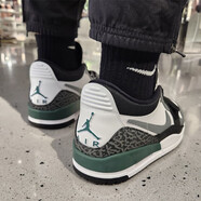 耐克（NIKE）籃球鞋男鞋2025秋冬季新款運動(dòng)鞋Air Jordan 312 AJ312低幫休閑鞋 CD7069-131黑灰綠 42.5