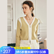 Olrain歐芮兒法式黑色毛衣外套女春裝新款修身拉鏈針織開(kāi)衫女上衣 姜黃色 常規 M