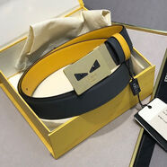 芬迪百倫小怪獸系列男女通用腰帶真皮褲帶超35mm寬頭層牛皮百搭皮帶 款式2 100cm