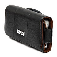 掛腰式牛皮搭扣黑色皮套穿皮帶手機套男士腰包男中老年款腰套 適合蘋(píng)果5S_4.0寸