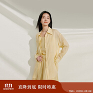 茵曼章若楠同款輕薄防曬苧麻棉女裝襯衫2025夏季新品襯衣上衣 黃色 S