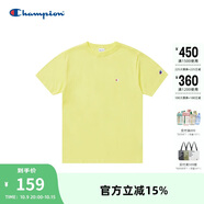Champion冠軍情侶純棉短袖T恤春夏新款男刺繡小C美式潮牌上衣 熒光黃  XL