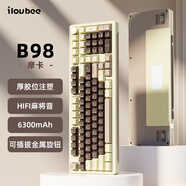 ILOVBEE B98客制化機械鍵盤(pán)膠坨坨麻將音金屬旋鈕2.4G無(wú)線(xiàn)藍牙有線(xiàn)三模游戲辦公98鍵RGB熱插拔gasket 摩卡灰(香芋拿鐵軸) 三模