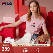 斐樂（FILA）官方女士短袖T恤夏印花運(yùn)動(dòng)女裝針織短袖套頭衫小熊T刺繡上衣 麥町粉-PK S 160/80A