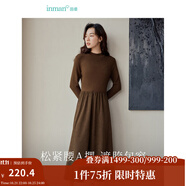 茵曼（INMAN）2025秋冬女裝新款燈芯絨連衣裙新品長(zhǎng)袖休閑針織禮服中長(zhǎng)裙子 咖啡色 L