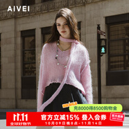 AIVEI欣賀艾薇2024秋季少女軟糯甜美風(fēng)粉色V領(lǐng)毛衣針織衫R757015A 粉色 S