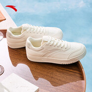 安踏（ANTA）百川丨板鞋男鞋經(jīng)典百搭休閑小白鞋厚底運動(dòng)鞋 象牙白/數字霧灰-1 40.5