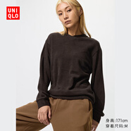 優(yōu)衣庫女裝柔軟針織搖粒絨V領(lǐng)套頭衫/長(cháng)袖25秋冬新款479756 39 棕黑色 M