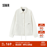 森馬（Semir）牛仔外套女中長款寬松廓形顯瘦甜酷風(fēng)個(gè)性上衣休閑寬松夾克可疊穿 本白10101 L 165/88A