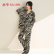 古今（GUJIN）純棉拉架睡衣女生士秋冬春家居服可外穿開(kāi)衫睡褲大碼休閑套裝XL