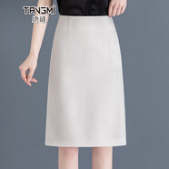 唐謎毛呢西裝半身裙女秋冬2025新款高腰通勤包臀裙中長(cháng)款后開(kāi)叉一步裙 西裝面料-米白色-短款60CM起 XL (29) 【115-125斤】