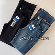 新一代褲后歐洲站顯高顯瘦彈力微喇叭褲JEANS牛仔褲女春F013101 黑色 M