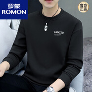 羅蒙（ROMON）衛(wèi)衣男士2025春秋季新款圓領套頭內搭休閑體恤衫保暖長袖秋衣 A款黑色春秋款 2XL 135-155斤