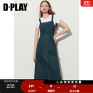 DPLAY清倉秋裝復(fù)古藍牛仔連衣裙減齡休閑收腰后開衩連衣裙背帶裙 復(fù)古藍連衣裙 M