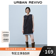 UR2025夏季新款女裝休閑拼接格紋無(wú)袖牛仔連衣裙UYY850157 靛藍 L