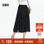 森馬（Semir）半身裙女松緊腰A字裙氣質(zhì)夏季2025拼接蕾絲波點(diǎn)長(zhǎng)裙109325120005