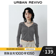UR2025秋季新款女時(shí)尚連帽愛(ài)心蝴蝶結拉鏈修身外套UYB150001 深灰 M