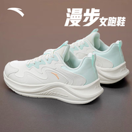 安踏漫步運動(dòng)鞋女鞋女士秋冬季款皮面輕便防潑水軟底跑步鞋子女 漫步皮面|象牙白/綠-8 37.5