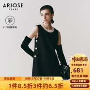 艾諾絲雅詩(shī)【商場(chǎng)同款】2025春季新款簡(jiǎn)約小香風(fēng)綿羊毛無(wú)袖連衣裙女40129001 黑色 XL