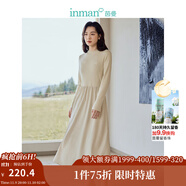 茵曼（INMAN）2025秋冬女裝新款燈芯絨連衣裙新品長(zhǎng)袖休閑針織禮服中長(zhǎng)裙子 淡香杏-18348357H1 S