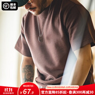 馬登工裝華夫格重磅t恤男美式復古老錢風正肩半袖衫男款夏季男士短袖 咖啡色 【透氣/2025新款潮牌】 L (175) 【順豐24h速發(fā)】