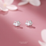 蔓笙S999純銀輕奢小貓耳釘女2026甜美可愛(ài)時(shí)尚小眾設計感閃鋯耳骨釘 S999足銀貓咪耳釘【一對】