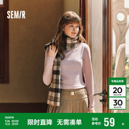 森馬（Semir）長(zhǎng)袖T恤女半高領(lǐng)吸濕發(fā)熱抗菌2024冬緊身抓絨打底衫109724101001