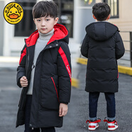 G.DUCKKIDS【反季促銷】男童冬裝棉衣中大童加厚羽絨棉服男孩中長款秋冬外套 黑色 織帶棉衣 120 cm適合110-120cm年齡5-6歲