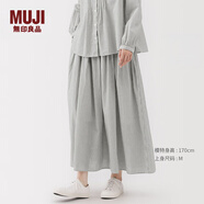 無(wú)印良品（MUJI）女式 棉紗 抽褶裙 長(zhǎng)半身裙女款裙子25年秋季女裝 BE1XTA5A 淺灰色條紋 M (160/66A)